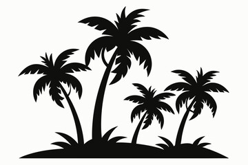 Tropical Palm Tree Silhouette Art, silhouette palm tree vector  illustration for t-shirt design 
