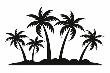 Tropical Palm Tree Silhouette Art, silhouette palm tree vector  illustration for t-shirt design 