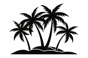 Tropical Palm Tree Silhouette Art, silhouette palm tree vector  illustration for t-shirt design 