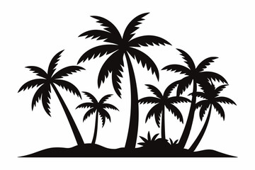 Tropical Palm Tree Silhouette Art, silhouette palm tree vector  illustration for t-shirt design 