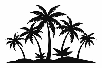 Fototapeta premium Tropical Palm Tree Silhouette Art, silhouette palm tree vector illustration for t-shirt design 
