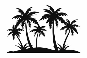 Tropical Palm Tree Silhouette Art, silhouette palm tree vector  illustration for t-shirt design 