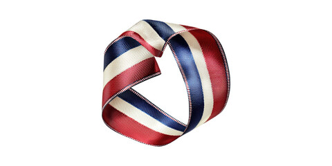 Fototapeta premium Red, white, and blue ribbon bow isolated on transparent background