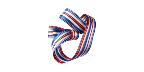 Red, white, and blue striped ribbon isolated on transparent background