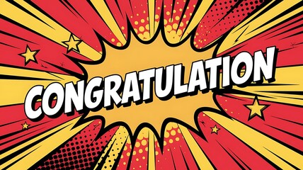 3D comic-style congratulation text message with explosive design