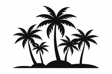 Tropical Palm Tree Silhouette Art, silhouette palm tree vector  illustration for t-shirt design 