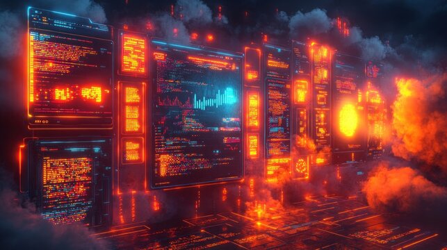 Colorful Coding Interfaces Digital Artwork Playful Cartoon Programming Software Development 3D Elements