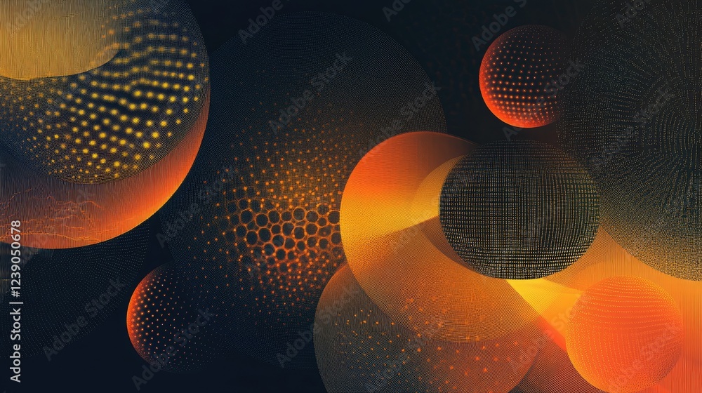 Poster abstract futuristic tech background featuring luminous circular designs and gradient details for mod