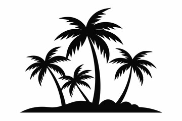 Tropical Palm Tree Silhouette Art, silhouette palm tree vector  illustration for t-shirt design 