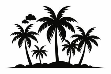 Tropical Palm Tree Silhouette Art, silhouette palm tree vector  illustration for t-shirt design 