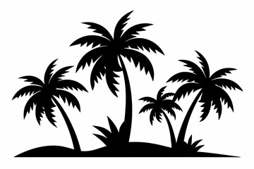 Tropical Palm Tree Silhouette Art, silhouette palm tree vector  illustration for t-shirt design 