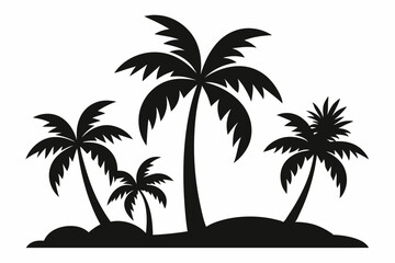 Tropical Palm Tree Silhouette Art, silhouette palm tree vector  illustration for t-shirt design 