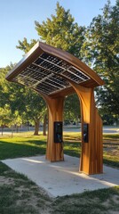 Naklejka premium Solar Powered Electric Vehicle Charging Station