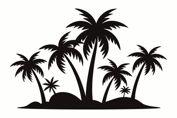 Tropical Palm Tree Silhouette Art, silhouette palm tree vector  illustration for t-shirt design 
