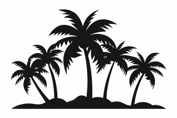 Tropical Palm Tree Silhouette Art, silhouette palm tree vector  illustration for t-shirt design 
