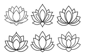 Lotus flower sets icon logo. Vector illustrations isolated on white background.