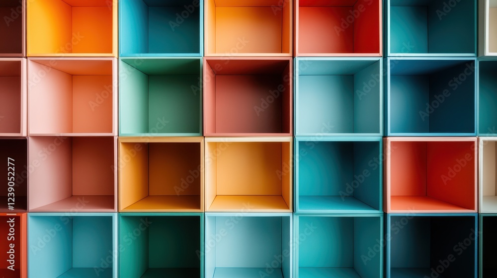 Aufkleber an eye-catching array of colorful cubes showcasing a minimalist design with a balance of hues and sp