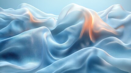Obraz premium Abstract Blue Silk Drapery Layers Floating in 3D Ethereal Fabric Design