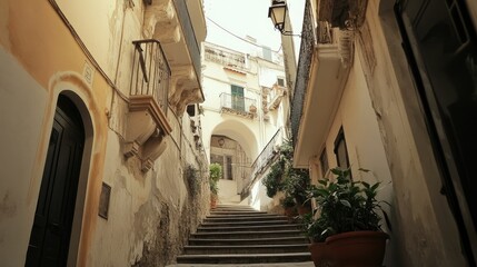Fototapeta premium Atrani on the Amalfi Coast, with its iconic architecture, narrow streets, and serene views of the Italian coastline.