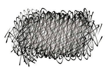 Close up of a black pencil and felt-tip pen stroke for design on white paper background 