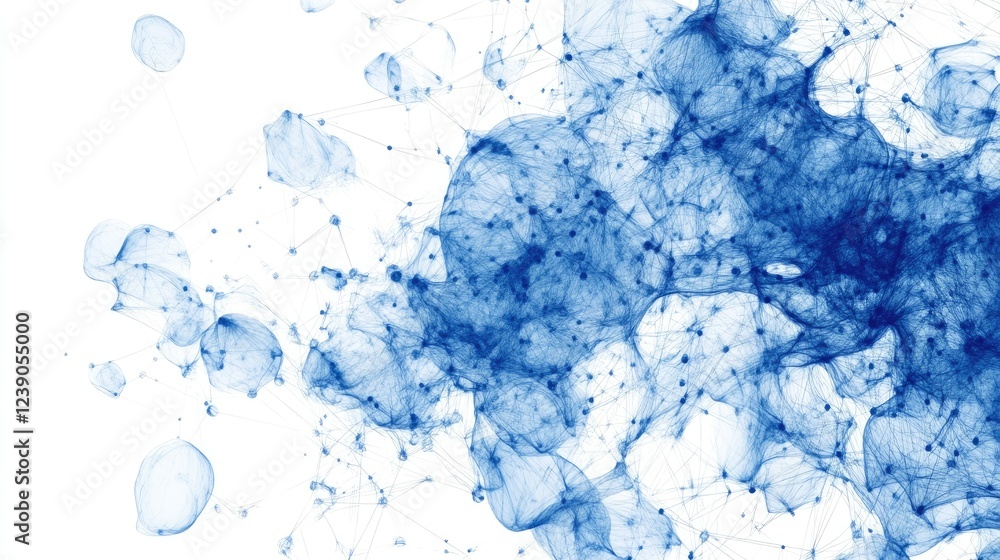 Poster blue wireframe cloud graphic with connected nodes on a white background, symbolizing cloud storage s