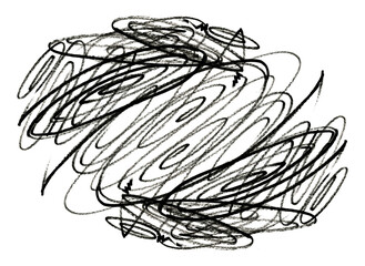 Close up of a black pencil and felt-tip pen stroke for design on white paper background 