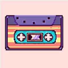 Untitled ArtworkRetro casette recorder pixel art.Video game style 90s music illustration.