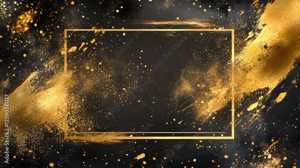 Poster dynamic abstract golden splashes digital art stunning graphic creation modern design aesthetic compo