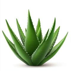 Fototapeta premium Aloe vera plant with thick fleshy leaves and healing properties, isolated on white background