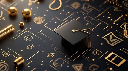 Graduation celebration university campus digital art academic environment close-up view achievement concepts for seo impact