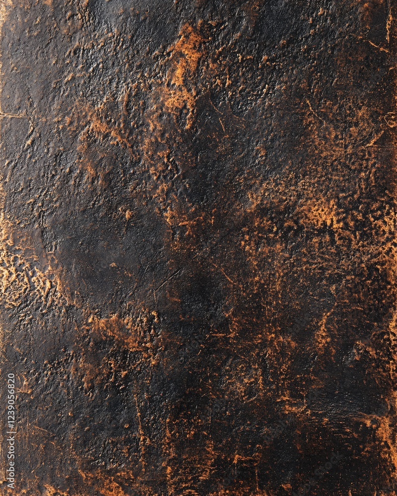 Poster dark textured surface with copper accents creating a rustic and aged look for backgrounds