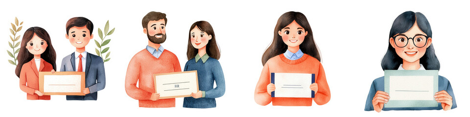 Diverse Group of People Holding Certificates and Awards in Celebration