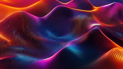 Abstract vibrant neon wave background.