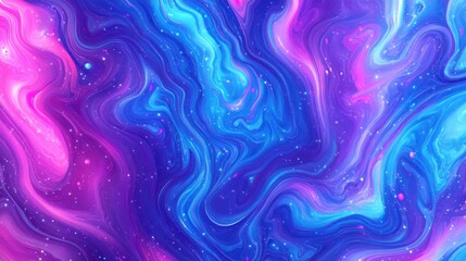 Abstract cosmic swirls of blue, pink, and purple with glitter.