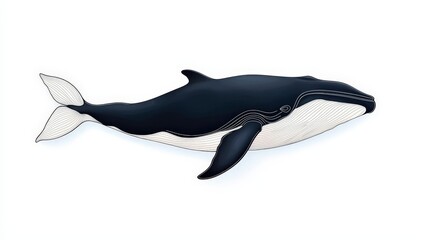 Obraz premium Elegant Humpback Whale Illustration on White Background for Nature and Marine Life Themes
