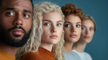 Obraz premium Diverse group of people with different hairstyles and skin tones