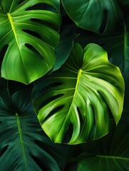 Lush Tropical Leaves with Green and Yellow Hues