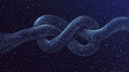 Abstract glowing knot design in dark space.