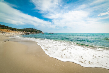 Golden sand and blue sea in Sardinia
