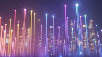 Colorful Light Trails in Urban Night Scene with Bokeh Effect