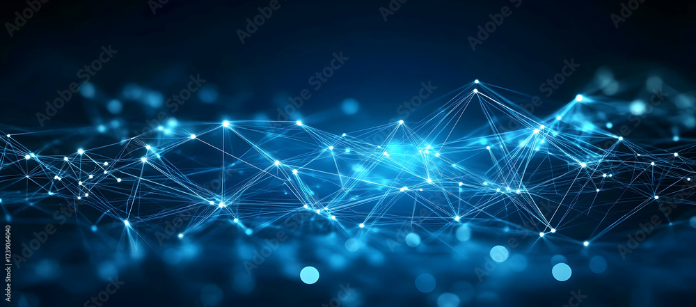 Poster blue background vector illustration with binary code and digital network connection technology