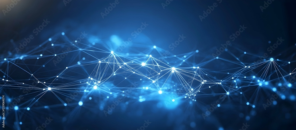 Poster blue background vector illustration with binary code and digital network connection technology