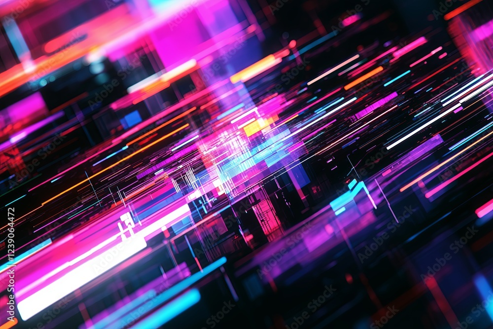 Aufkleber A colorful glitch effect where digital lines distort the visuals in a cyber-style