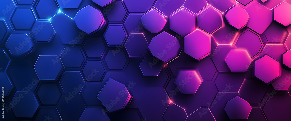 Aufkleber blue and purple background with a hexagon pattern and glowing connection dots