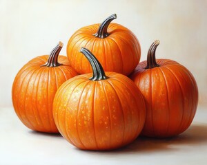 Obraz premium Vibrant Fresh Pumpkins Whole and Sliced with Textures on White Background