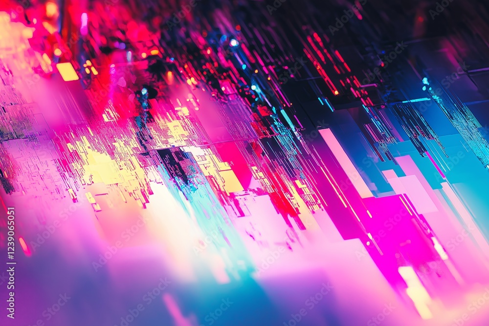 Poster A colorful glitch effect where digital lines distort the visuals in a cyber-style