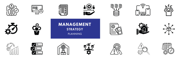 Account management icon collection set. Containing client engagement, retention, sales support, verified, business presentation, contract negotiation, upselling icon. Simple flat vector illustration.