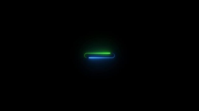 Blue and green color glow neon minus icon animation