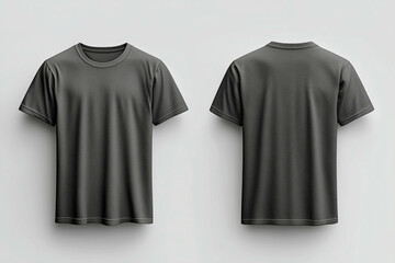Blank gray shirt mockup isolated on white. Unisex cotton t-shirt templates for print design, casual fashion short sleeve tee