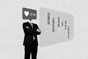 Composite photo collage of young entrepreneur headless business owner like addicted professional...